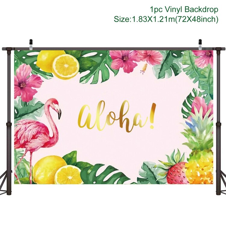 Aloha Birthday Party Backdrop Hawaii Tropical Flamingo Party Decor Summer Birthday Party Decor Kids Luau Aloha Party Supplies: Backdrop 7