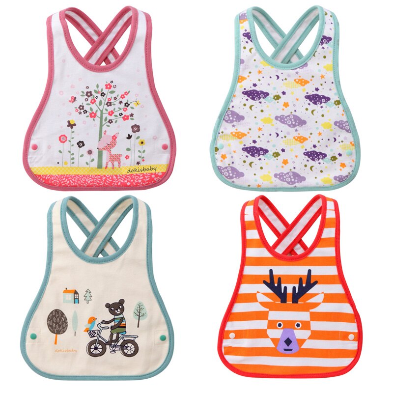 4 layers Brand bandana bibs cross Cartoon Baberos Bavoir Cartoon Baby Slabbers Infantil Bandana Bibs Button children 0-2 years