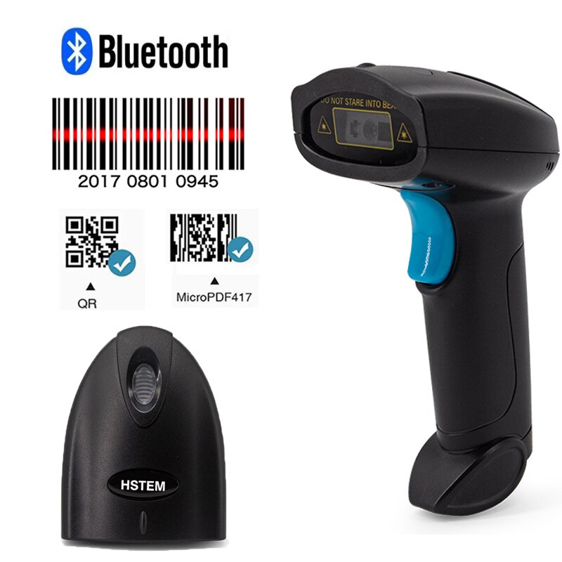 Hstem barcode-scanner mit bluetooth 2.4g, kabellos, 2d qr-code-lesegerät, pdf-unterstützung, 417 inventar-pos-terminal, verwendung mit smartphone und tablet: Default Title