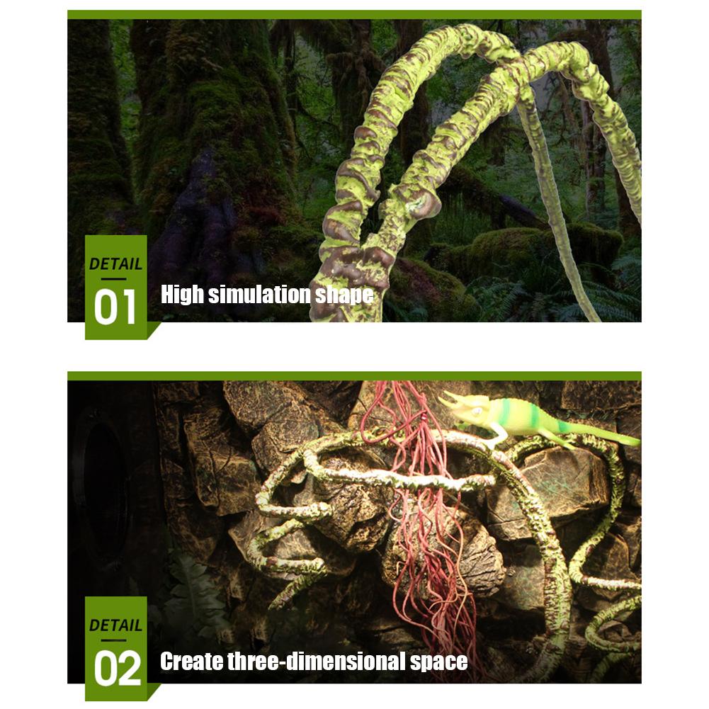 Inklapbare Reptiel Wijnstokken Habitat Decoratie Kunstmatige Gesimuleerde Rotan Hagedis Groene Planten Jungle Climber Reptiel Benodigdheden