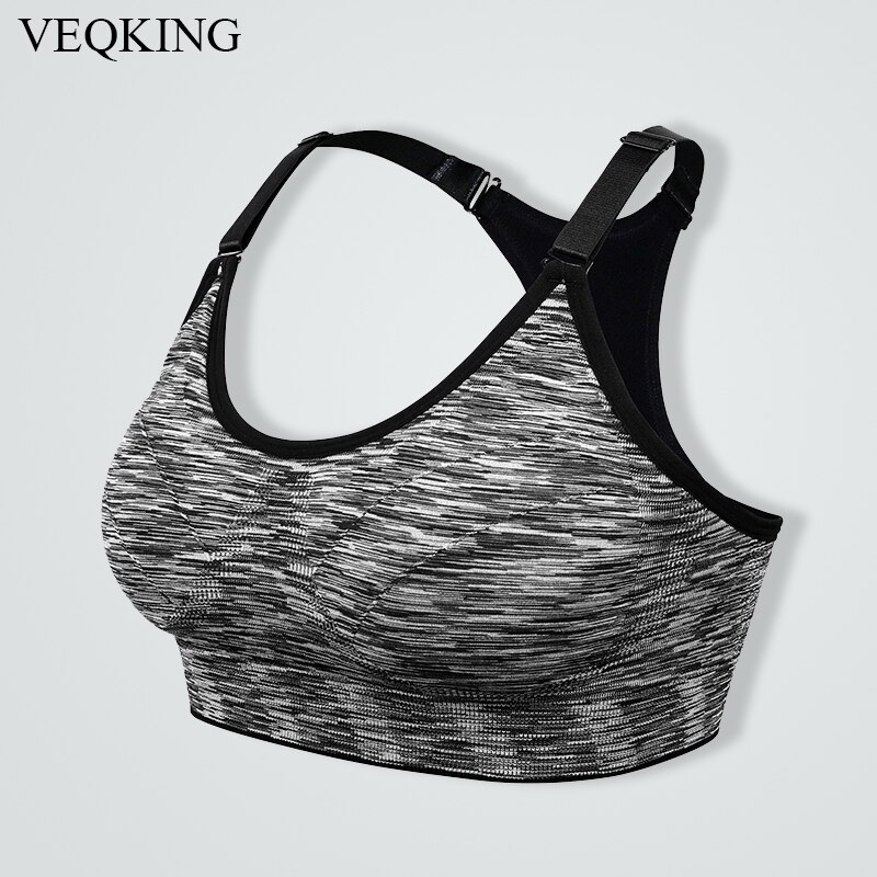 VEQKING Sports Shirt for Fitness,Segment Dyeing Quick Dry Fitness Yoga Sports Bra,Women Running Gym T-shirts Sports Top S M L