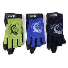 Nice! 3 Cut Finger Skidproof Resistant Anti-Slip Pack Outdoor Tackle Gloves Random Color nx