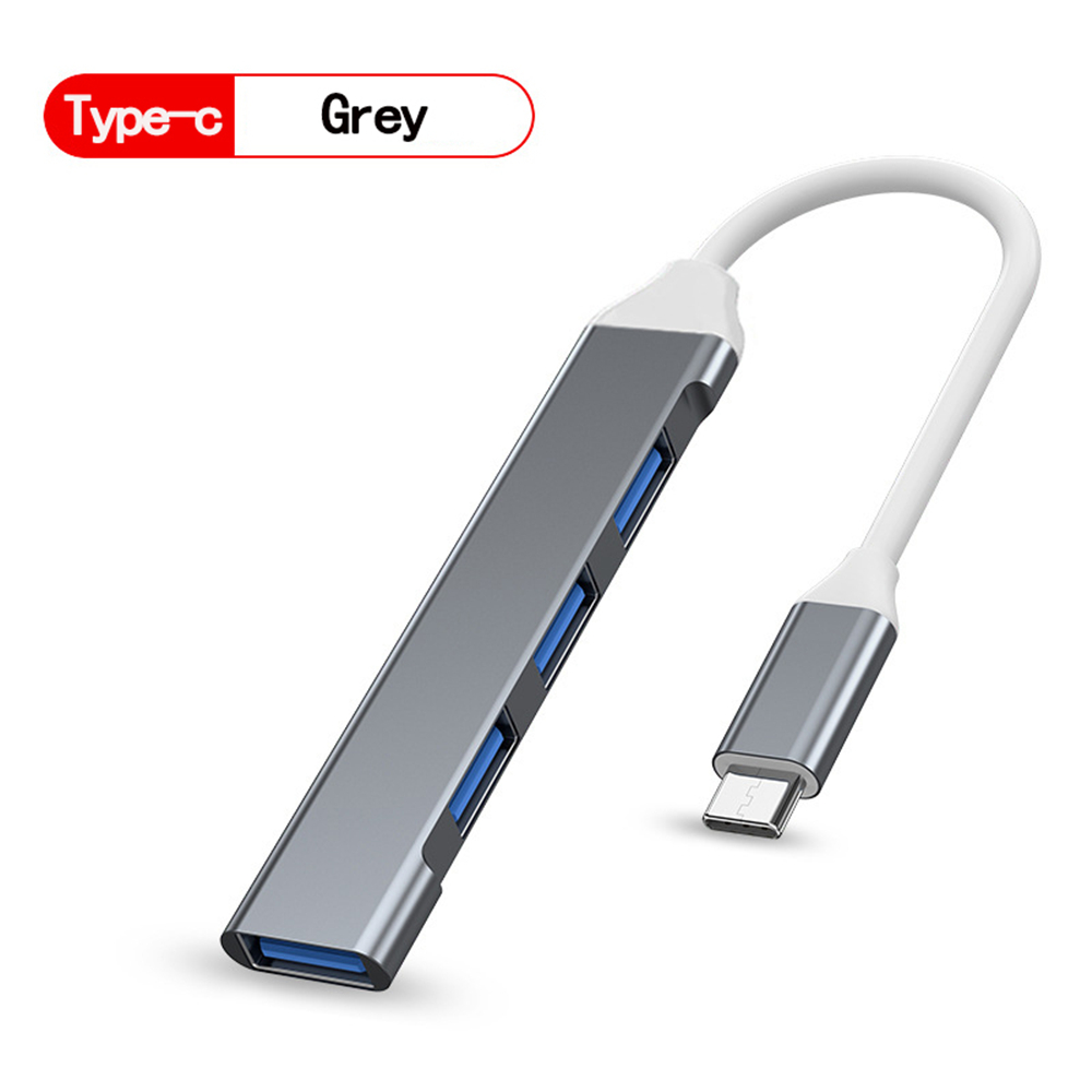 USB C HUB 3.0 typ C 3.1 3/4 Port Multi Splitter Adapter OTG USB dla Macbook Pro 13 15 Air Mi Pro HUAWEI PC akcesoria: SZARY