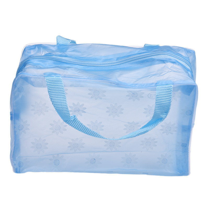 ETya 5 Farben machen-hoch Veranstalter Tasche Toilettenartikel bat Lagerung Tasche frauen wasserdicht transparent Blumen- PVC Reise kosmetik tasche: Blau