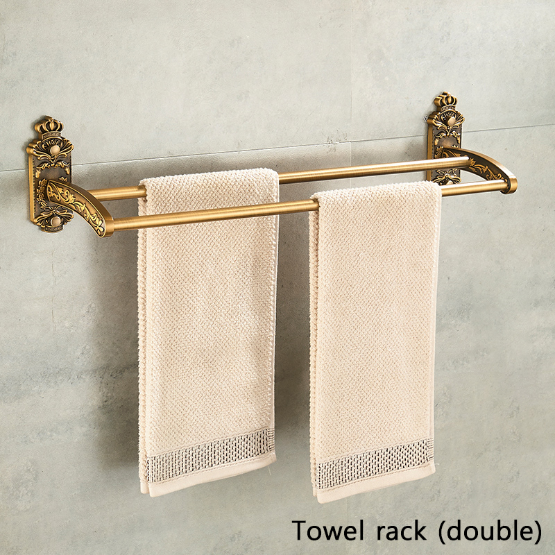 Antieke Badkamer Hardware Set Muur-Gemonteerde Handdoekrek Toiletborstel Rek Föhn Rek Zeepbakje Douche Hoekrek Accessoires: Black