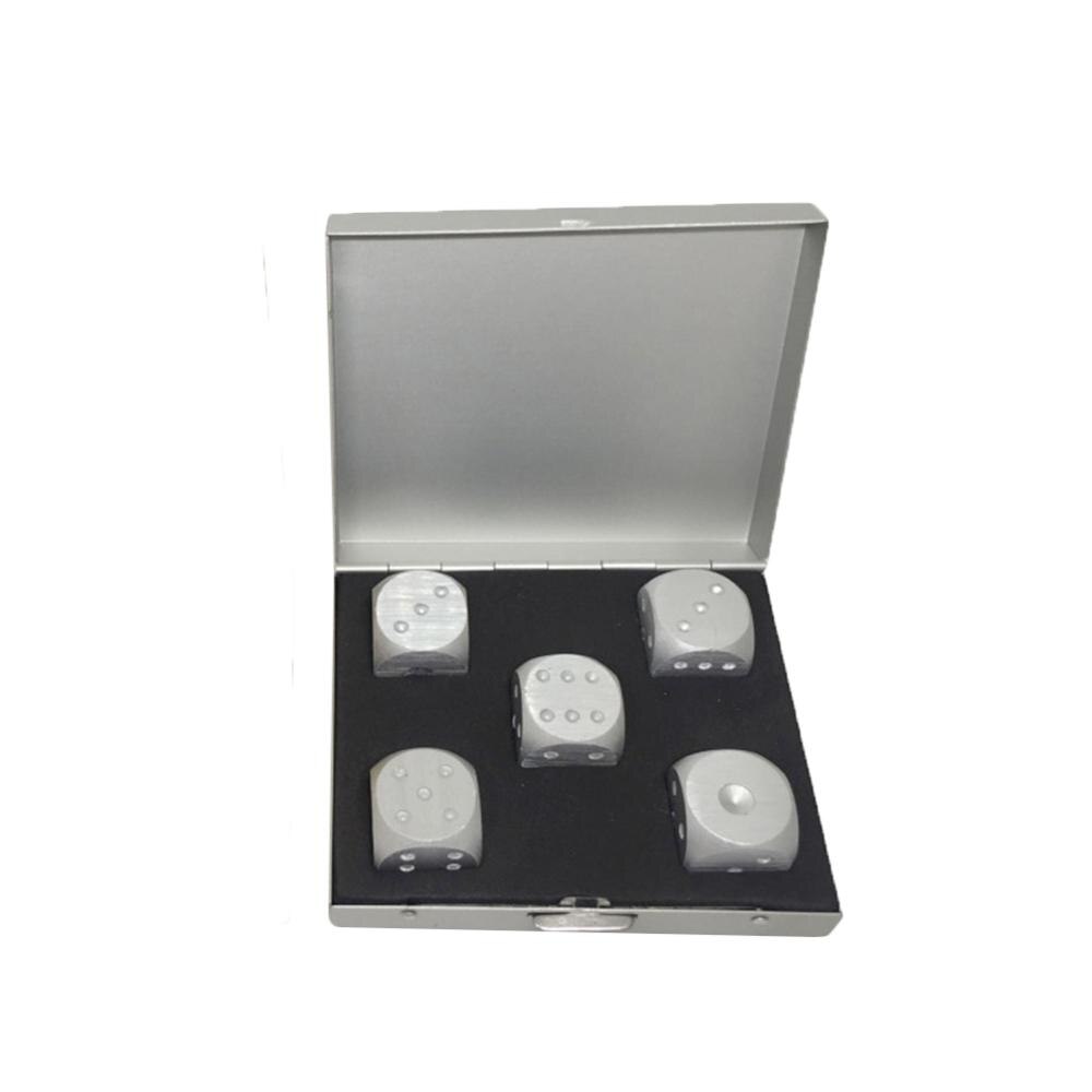 Mounchain Entertainment Games 5 Stuks Aluminium Dobbelstenen Draagbare Indoor Entertainment Games Dobbelstenen Set Dnd Dobbelstenen: Square silver