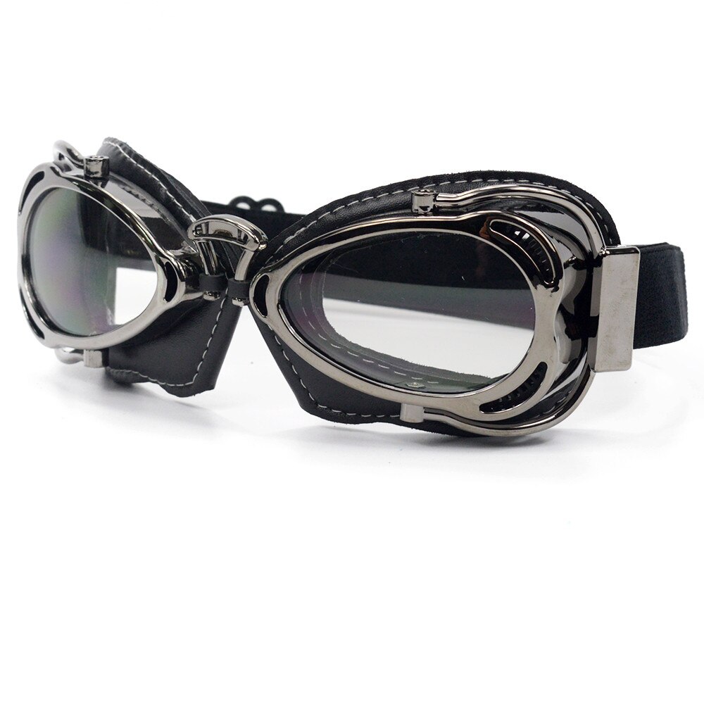 Gafas de motociclista para hombre, lentes de protección para casco de motocicleta, 6 colores, Retro, Vintage, para Harley, Bobber, Chopper: Clear