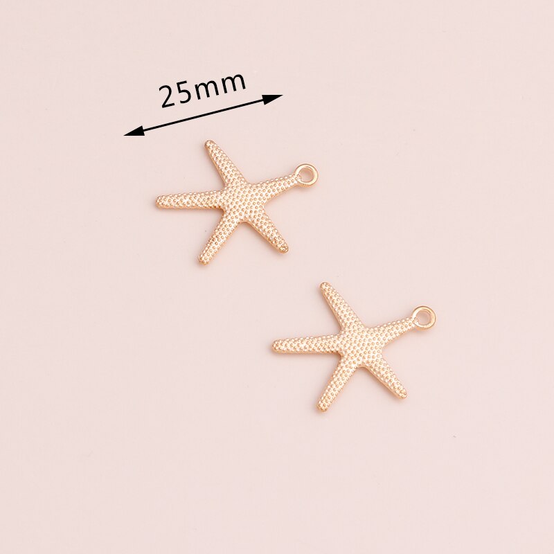 Leslie 20pcs Alloy Gold Color Starfish Metal Charms for DIY Bracelet Necklace Pendants 25x22mm Handmade Jewelry Accessories