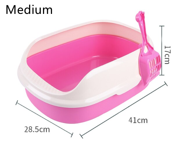 Caja de arena para perros y gatos, inodoro antisalpicaduras de peluche con pala, caja de arena para cachorros, Arenero de Interior para el hogar: Medium  Pink