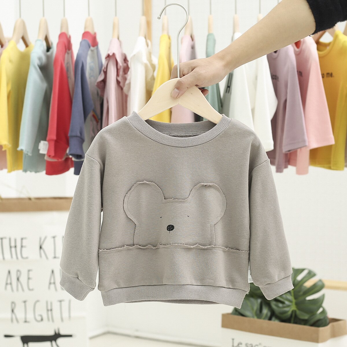 Baby girls sweatshirts vår höst barn hoodies långärmad tröja för barn tecknade björnkläder