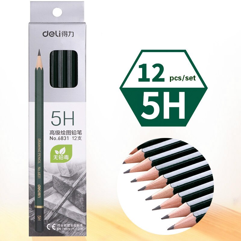 DELI Sketch Pencils Wooden Lead Pencils Art Examination Special Drawing Pencils Pens Pencils and Writing Supplies: 5H