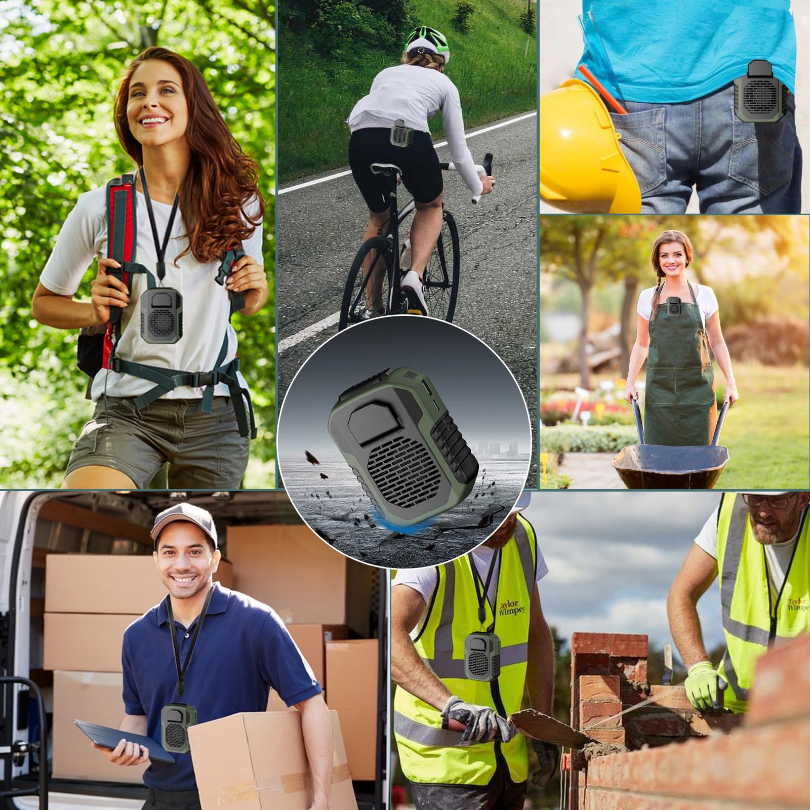 Aire acondicionado portátil, ventilador de Clip de cintura con 5-8H, ventilador de cuello, 3 velocidades, recargable por USB, para verano, trabajo al aire libre, senderismo