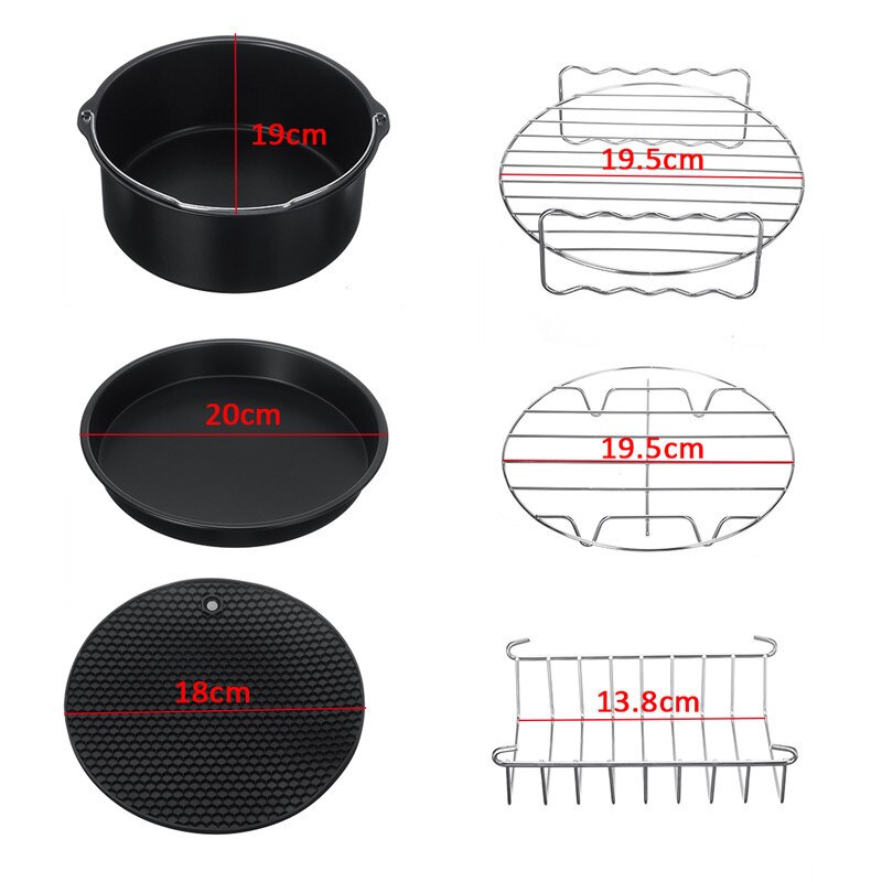 11 st airfryer tillbehör 8 tum för gowise phillips cozyna och secura set  of 11 passar alla airfryer 3.5-6.8l