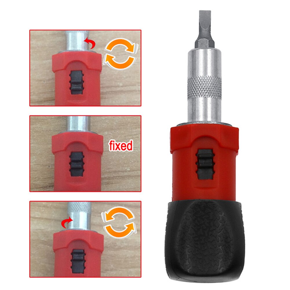 Adjustable Ratchet Small Stubby Magnetic Screwdriver Home Work Woodworking Hand Tool