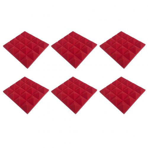 6 stuks 25 x 25 x 5cm piramide studio akoestisch paneel tegel geluiddicht schuim kussen pad: Rood