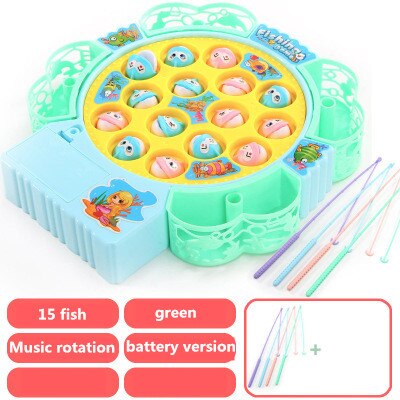 Kids Fishing Toys Electric Rotating Fishing Play Game Musical Fish Plate Set Magnetic Outdoor Sports Toys for Children: 2