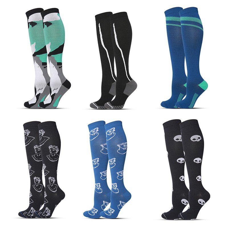 Long tube sports Wear-resistant Compression Socks Women Men Knee High/Long Printed Polyester Nylon Hosiery Footwear Accessories