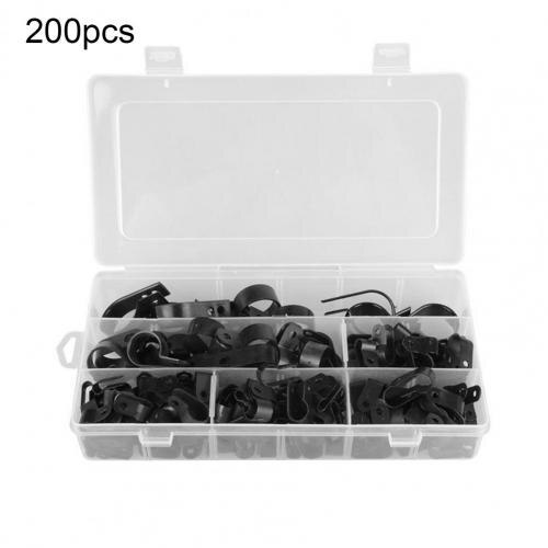 Black 200Pcs Convenient Multiple P Cable Clips Set Compact Cable Clip Portable for Cable Management: Default Title