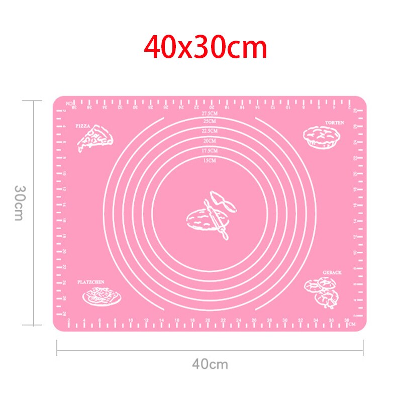 Antihaft Silikon zurück Skala matt Ofen rollen Teig Pad Lebensmittel Klasse Backen rollen Fondant Gebäck Matten Kuchen Kochen Werkzeug Neue: 40x30cm Rosa