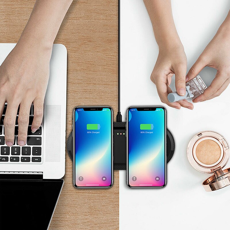 Fdgao 30W Dual Seat Qi Draadloze Oplader Voor Samsung S10 S20 USB-C 2 In 1 Snel Opladen Pad Voor iphone 11 Xs Xr X 8 Airpods Pro