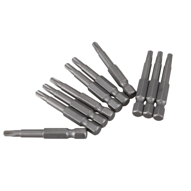 6.3Mm Hexagon Shank 4Mm T20 Magnetische Tip Torx Schroevendraaier Bits 10 Stuks