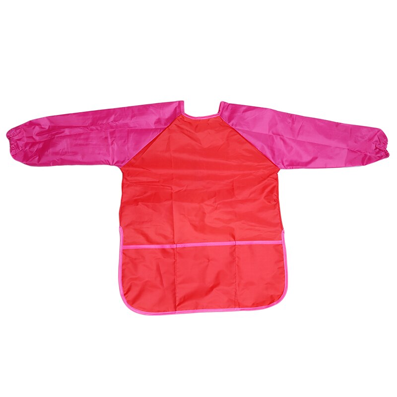 5-8 years Waterproof Baby Girl Boy Long Sleeve Bibs Toddler Infant Burp Cloth Feeding Child Drawing And Painting Apron: red