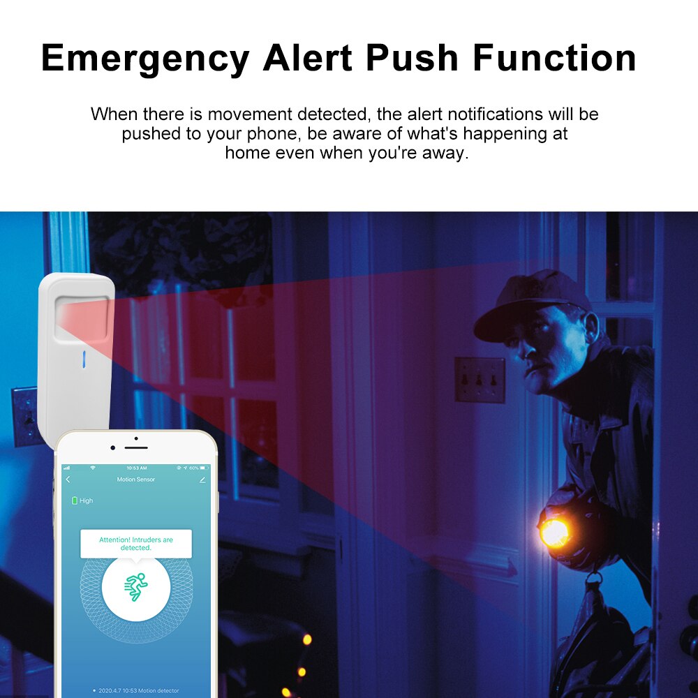 Tuya Smart Motion Sensor WiFi Pir Detector Infrared Movement Detection Alarm Smart Life APP Realtime Monitoring No Hub Required