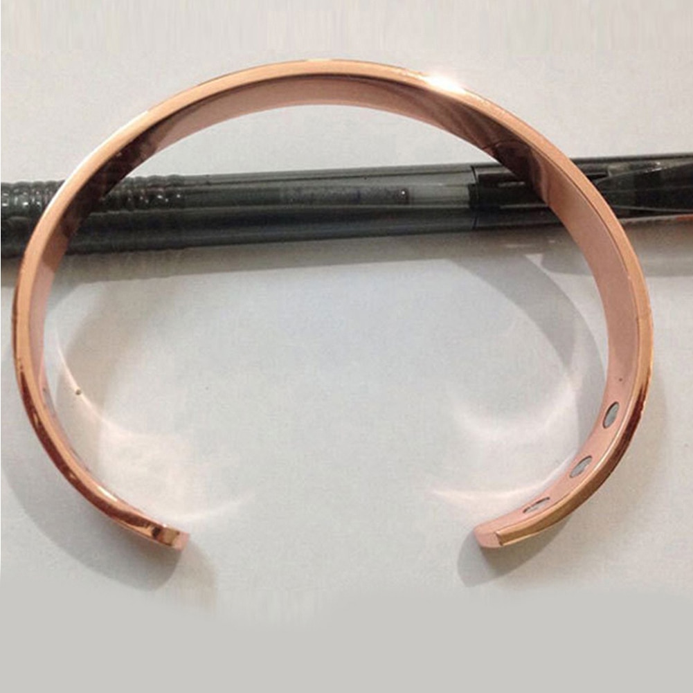 Brass Plating Energy Health Open Bangle Plated Gold Simple Magnetic Health Bracelet Bio Healthy Healing Copper Bracelet