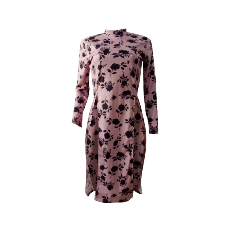 Forår kvinder mesh print lange toppe høj krave høj split casual skjorter lange ærmer dameskjorter roupas feminina