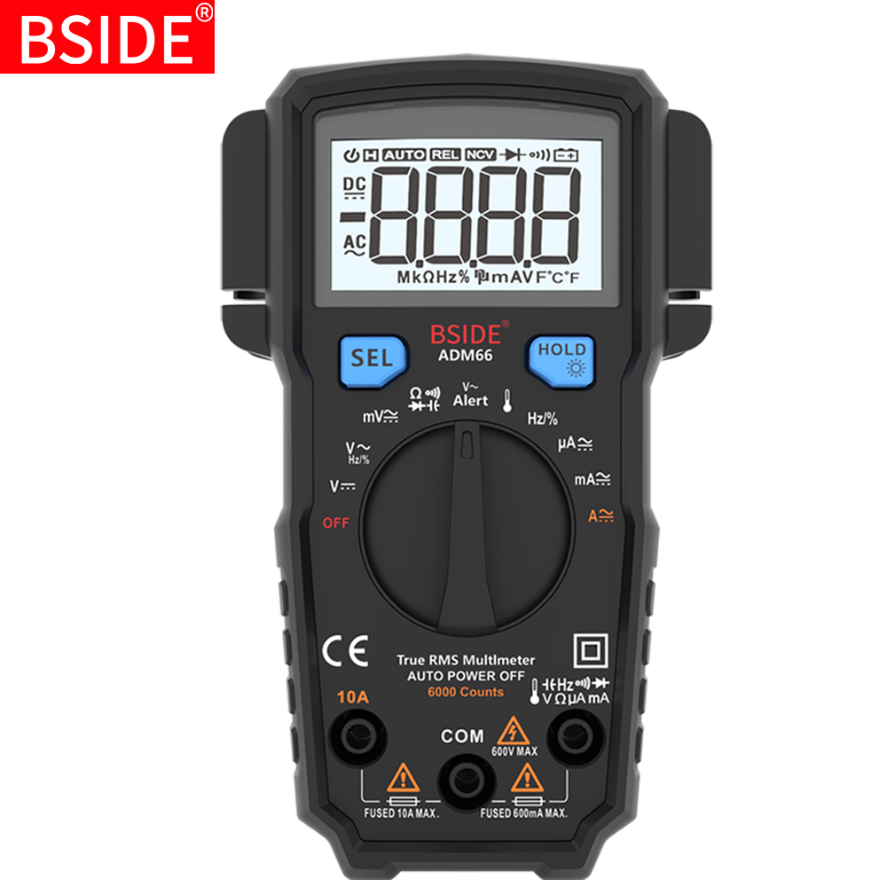 Portable Digital Multimeter BSIDE ADM66 Auto Range True RMS Multimetro DC AC Voltmeter Ammeter Thermometer Ohm diode Tester