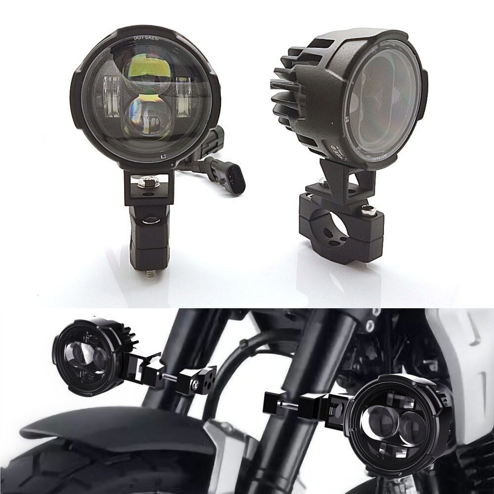 Universal Motorcycle LED Headlight Projector Lens ATV Scooter Driving Light DRL For Cafe Racer Light Auxiliary Spotlight Lamp.