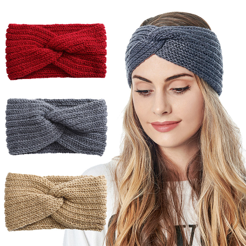 Wol gebreide knoop kruishoofdband voor vrouwen herfst winter boog elastische haarbanden meisjes haaraccessoires hoofddeksels haarbanden nieuw