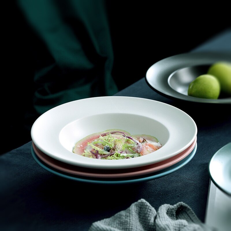 CHANSHOVA couleur unie mat fait à la main bol en céramique bol à nouilles assiettes à salade en porcelaine assiette à soupe ustensiles de cuisine G207