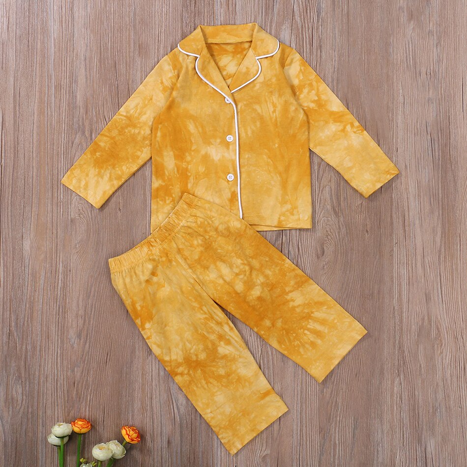 Muababy Quarantine Stay at Home Pajama for Kids Soft Sleeping Clothing Set Boys and Girls Nightgown Shirt+Pants