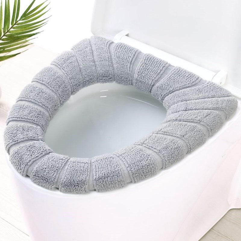 Thickened toilet seat cushion soft and soft acrylic washable cushion household decorative toilet cushion cushion seat cover toil: Gray