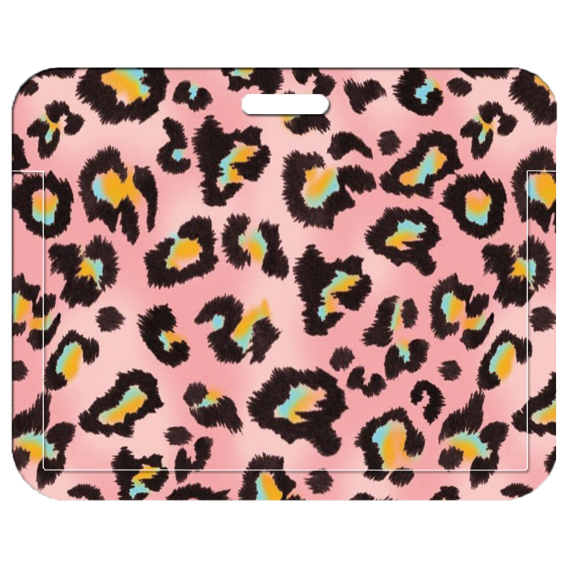 Leopard Women Name Card Cover Campus Card Bag Card Holder ID Card Case Vertical Style: ROSE RED