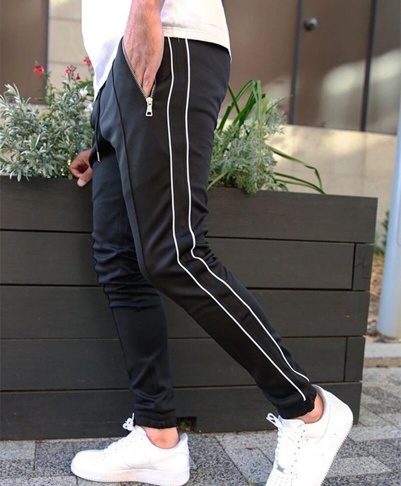 Men&#39;s Sweatpants Fitness Running Cotton Trousers Male Casual Track Pants Jogging Pants: M / black