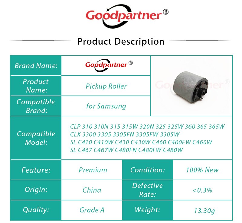 1X JC73-00309A CLP315 CLP310 aufsammeln Rolle für Samsung CLP 310 315 320 325 360 365 CLX 3300 3305 SL C410 c430 C460 C467 C480