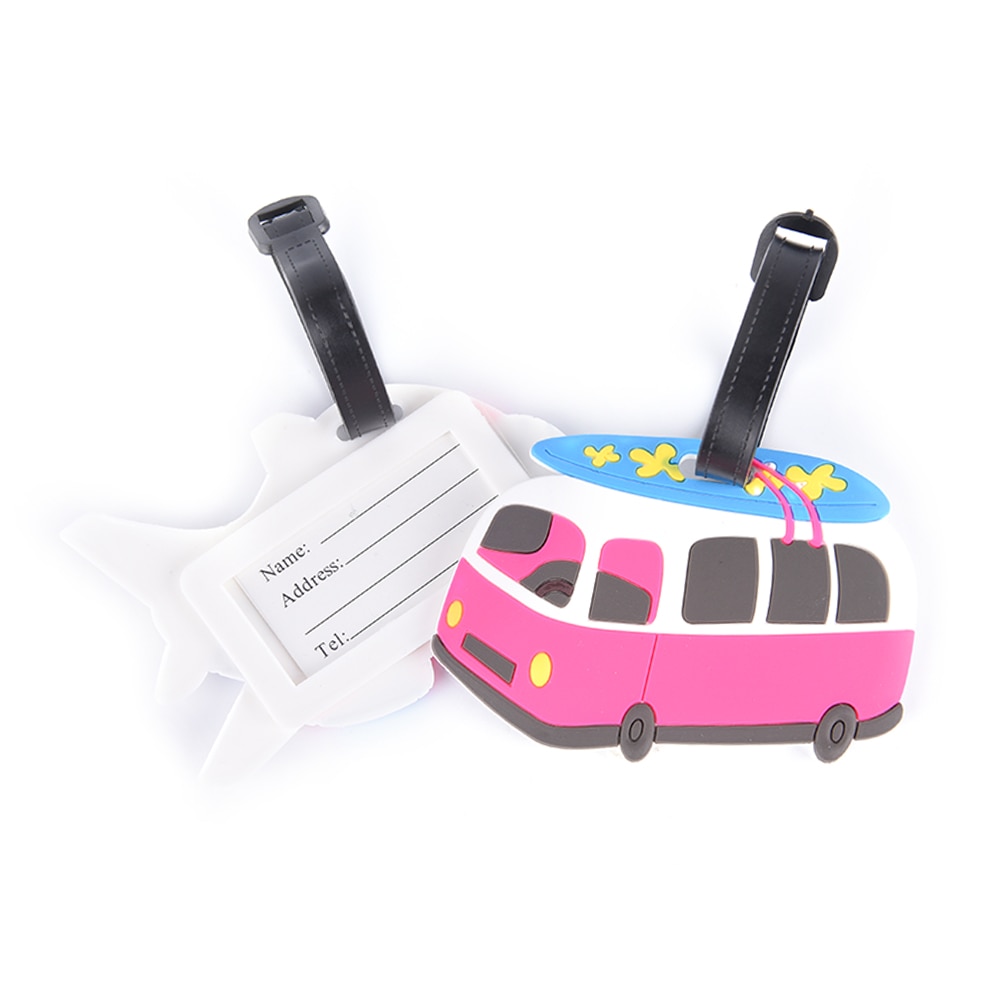 Bagagelabel cartoon vliegtuig auto silicagel koffer id-adreshouder bagage instapkaart draagbaar label reisaccessoires