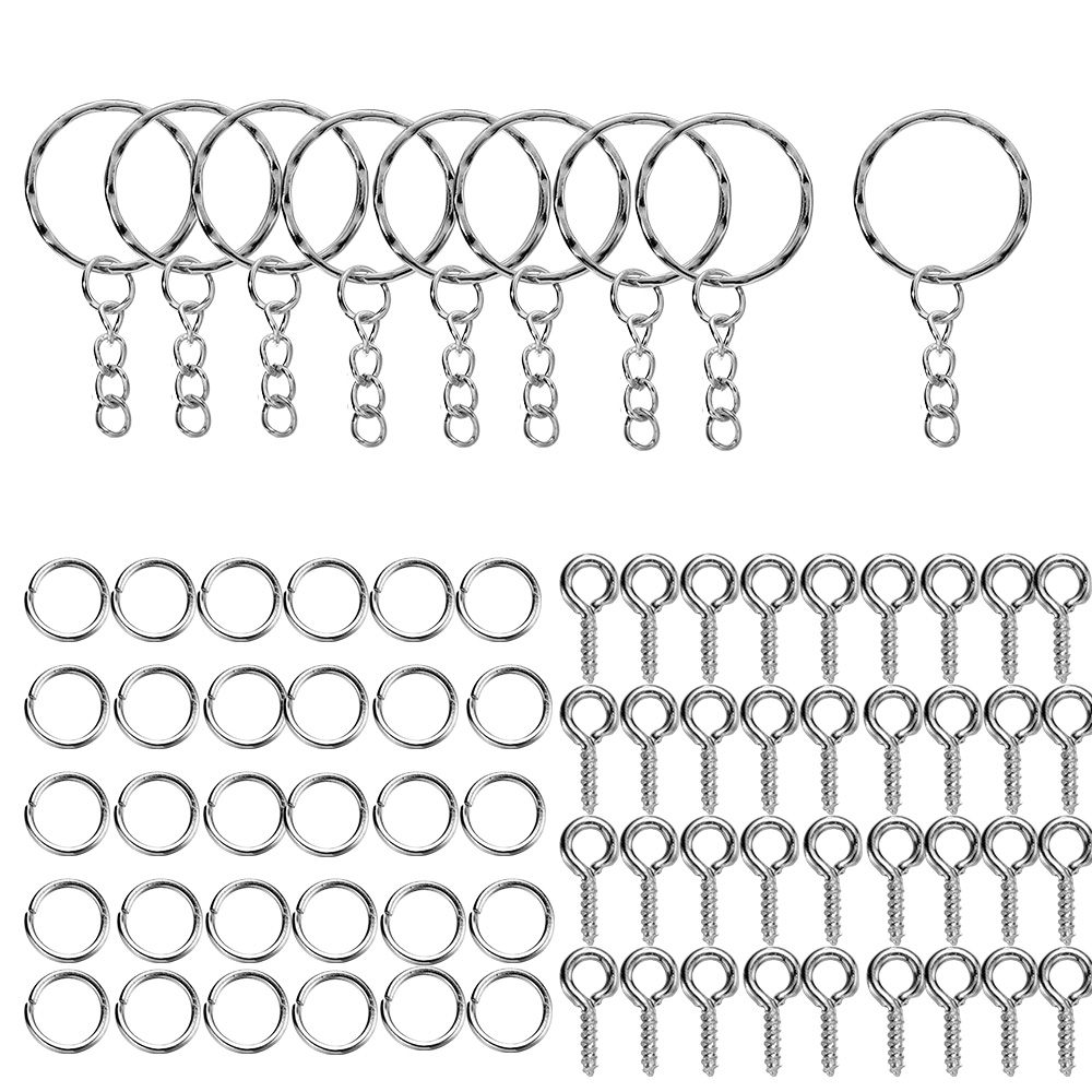 110/220pcs/Set Keychain Open Jump Rings Eye Pins Jewelry Making Accessories Kits for DIY Epoxy Resin Key Chain Key Ring Pendants