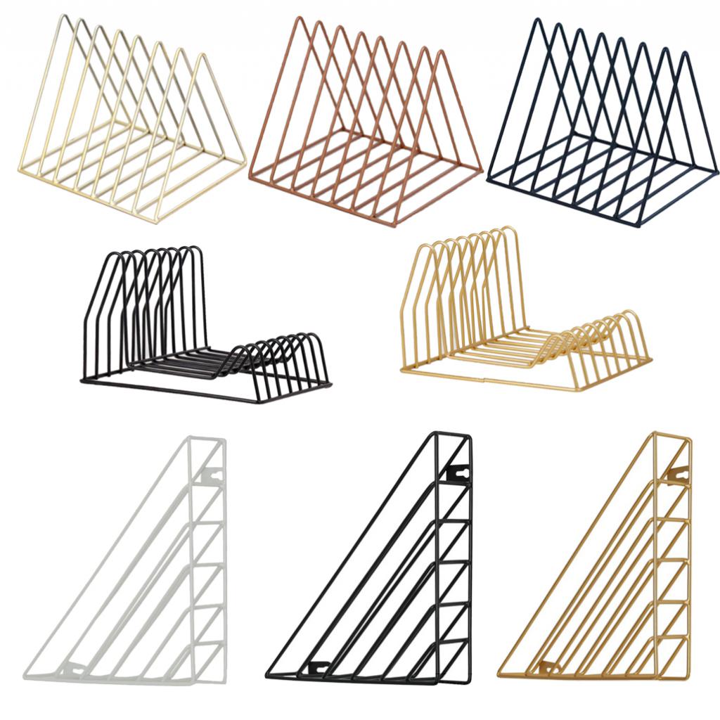 Organizador de archivos Irregular/triangular, colección de cables, estante de almacenamiento de hierro para escritorio, estantería, soporte para revistas para decoración del hogar y oficina