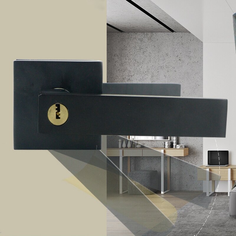 Door Handle Door Handle Lock Square Channel Privacy Mask Interior Bedroom Room Bathroom Three-Bar Spherical Lock