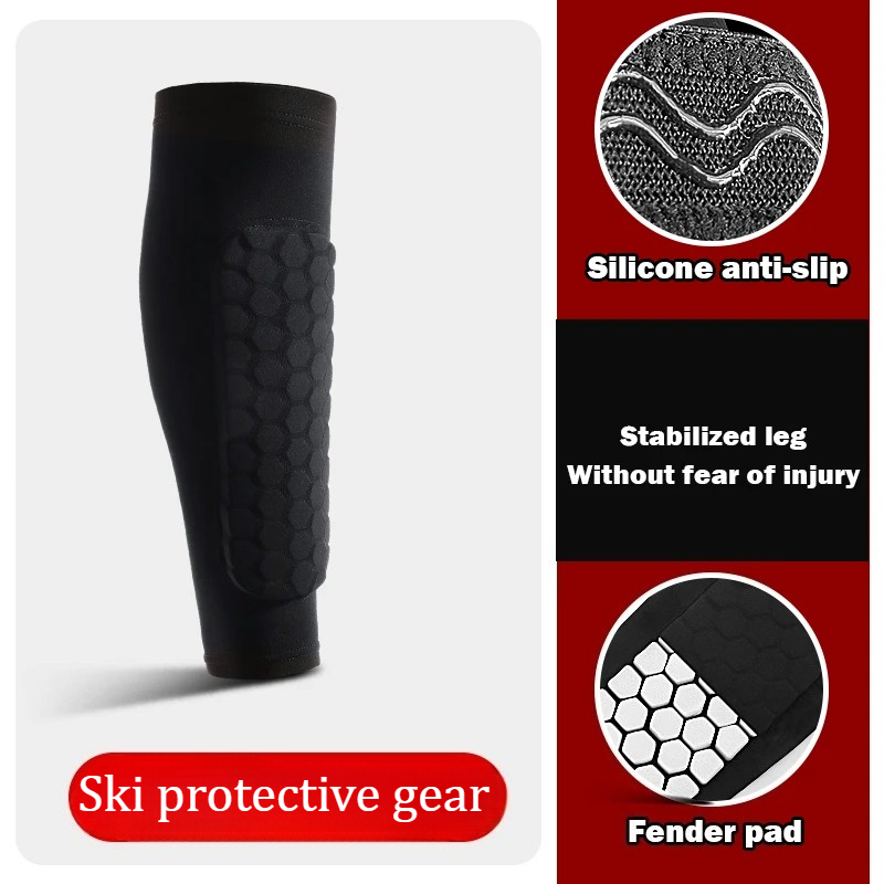 Ski scheenbeschermers (paar), eva-gevoerd, anti-scheenbeenbeschermers voor bescherming tegen stoten en bijten van de laars, schokabsorberende kuitbeschermers voor skiën en snowboarden.