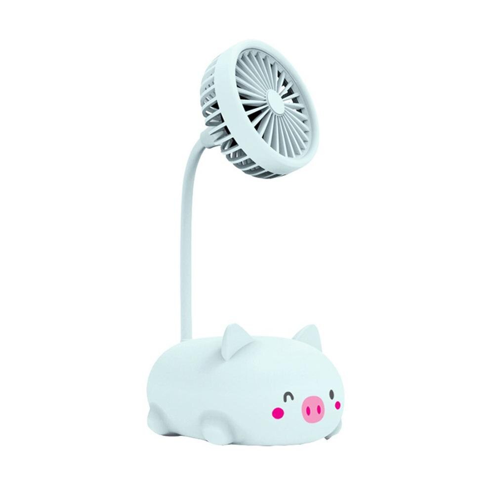 Mini blæser sød bærbar usb blæser gadget genopladelig praktisk luftkøling gadgets til udendørs hjem til powerbank til pc til bærbar: Piggy blå