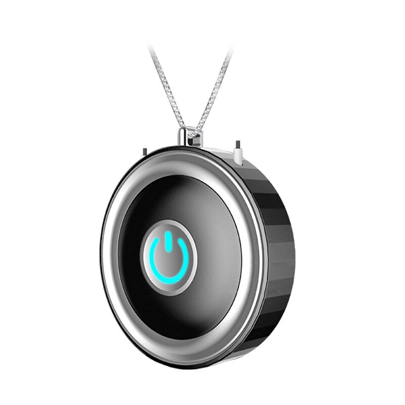 Mini Portable Air Purifier Wearable Air Purifier Necklace USB Air Cleaner Personal Negative Ion Generator: Black