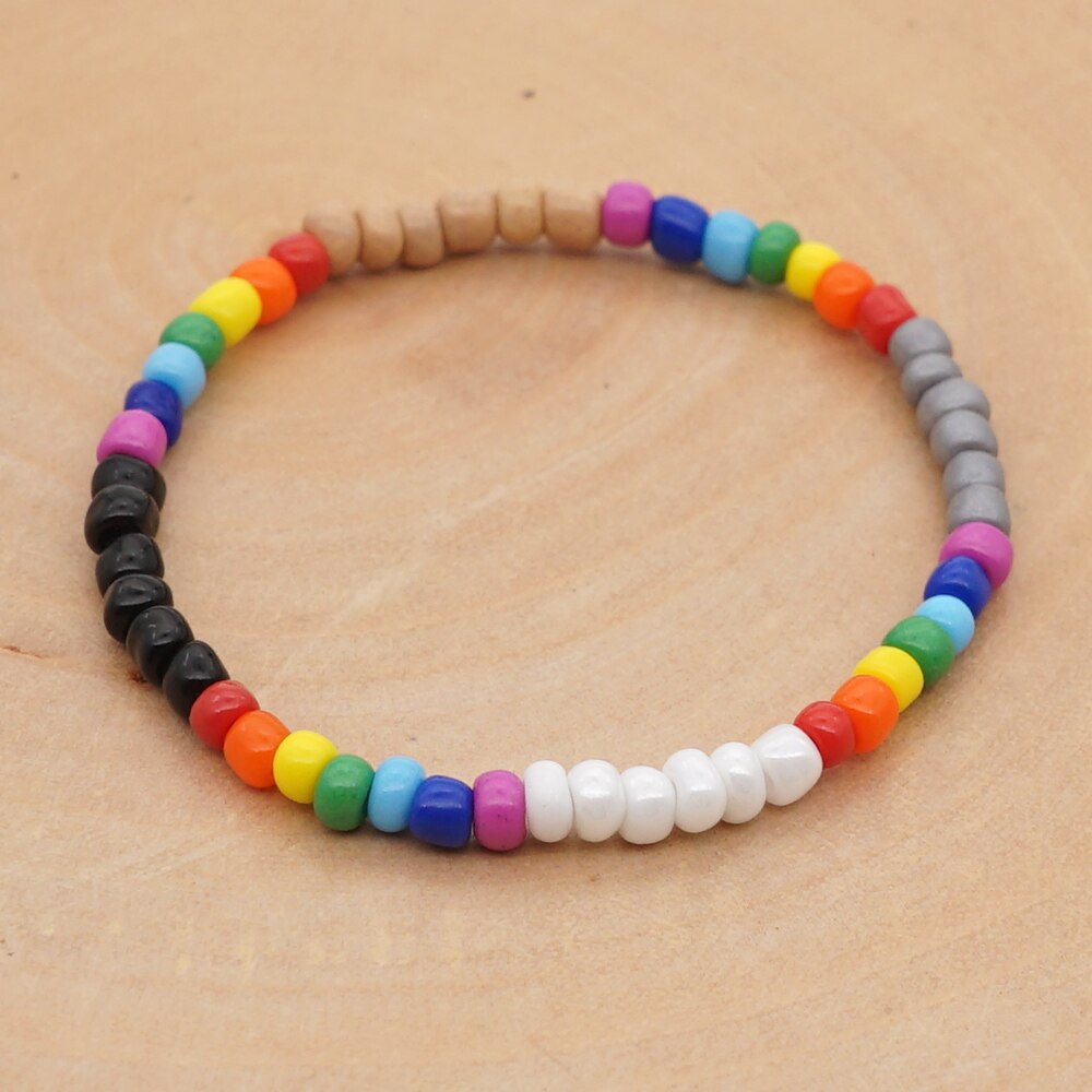 Go2 boho regenboog bohemian zaadkralen armband voor dames zomer handgemaakte sieraden elastische japanse kraal: Rff 20072203c