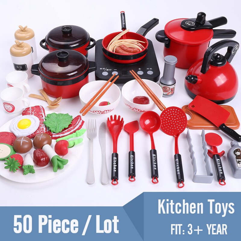 50 PCS Kinderen Mini Keuken Speelgoed Kookgerei Pot Pan Kids Pretend Koken Spelen Speelgoed Simulatie Keukengerei Speelgoed Kinderen