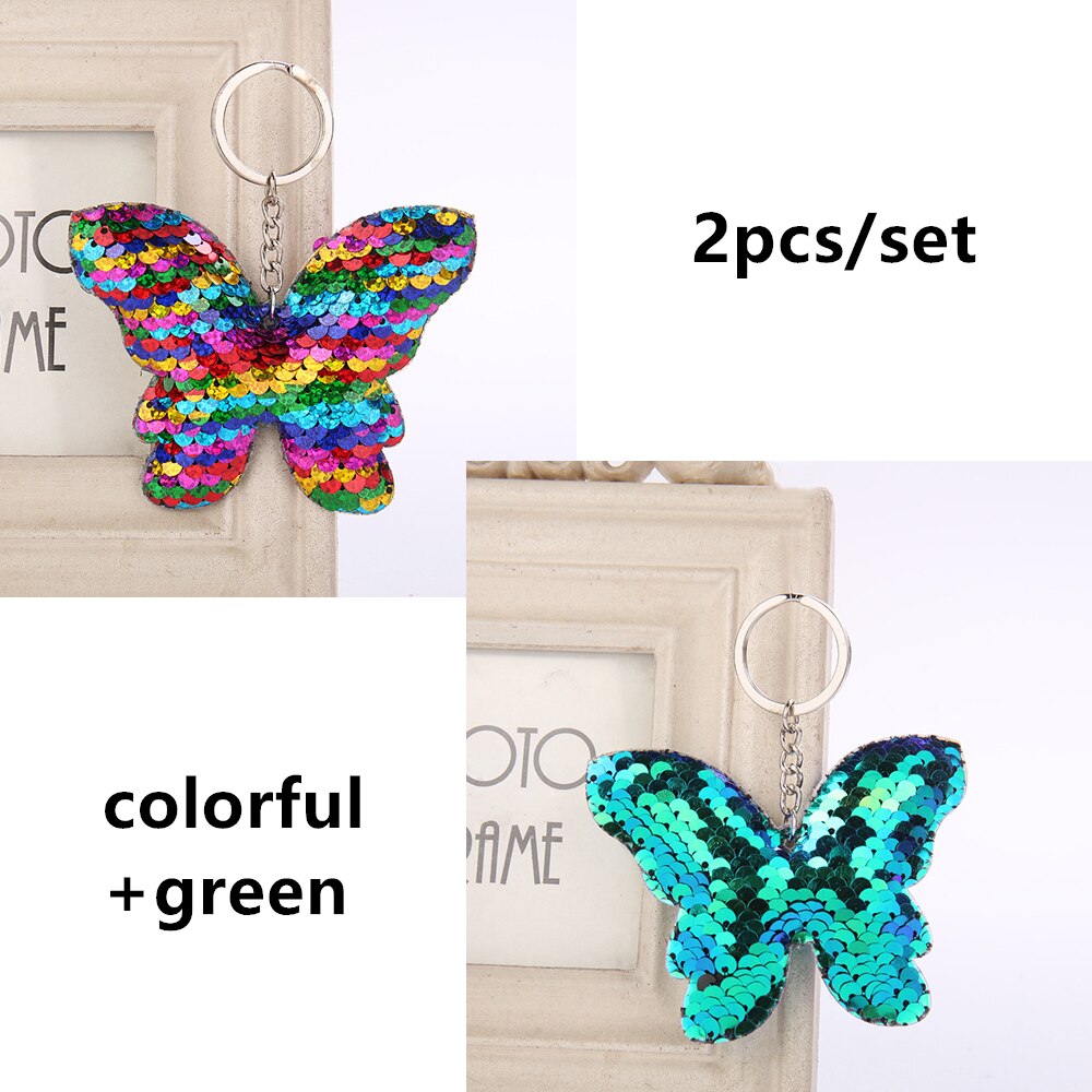 Glitter Pailletten Vlinder Sleutelhanger Hanger Valentijnsdag Gelukkige Verjaardag Bruiloft Gunsten Meisjes Vrouwen Ornamenten: colorful green