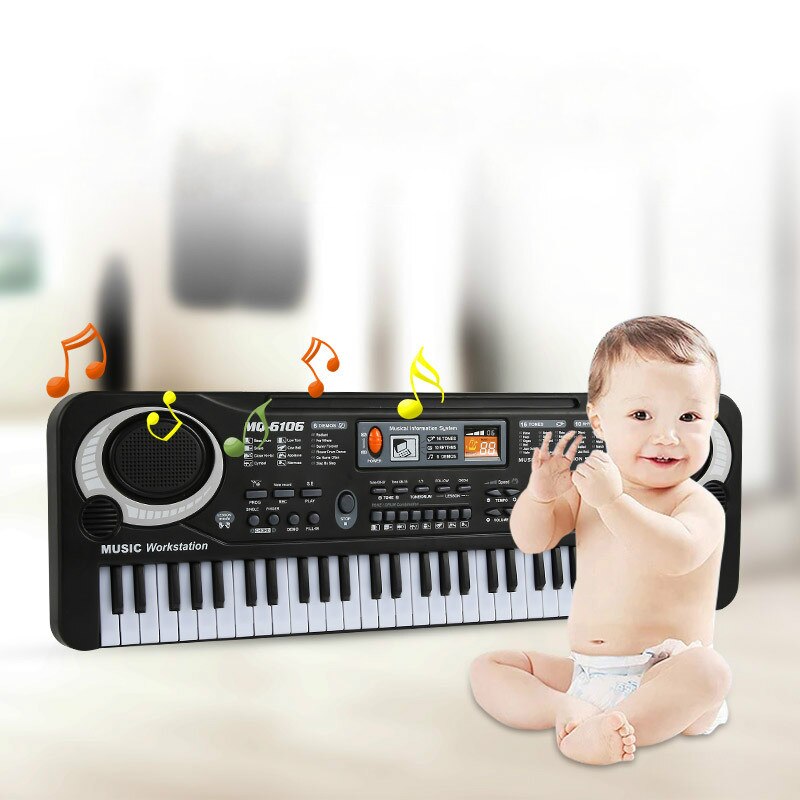 61 tangenter elektronisk klaver keyboard med mikrofon legetøj børn tidligt lærelegetøj musikinstrument pædagogisk orgel musik legetøj