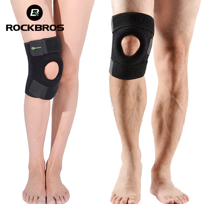 ROCKBROS-rodilleras elásticas ajustables, profesionales para correr, soporte deportivo para rodilla, de seguridad, para ciclismo, baloncesto y voleibol